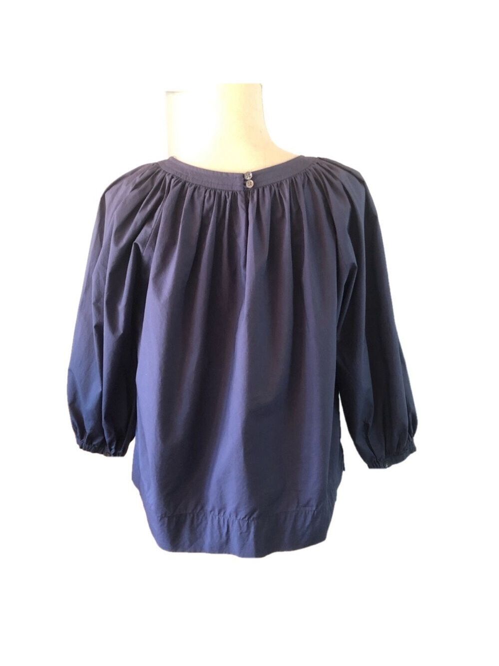 J. Crew Perfect Embellished Top blue 3/4 sleeve beaded puffed sleeves size S - Picture 11 of 16